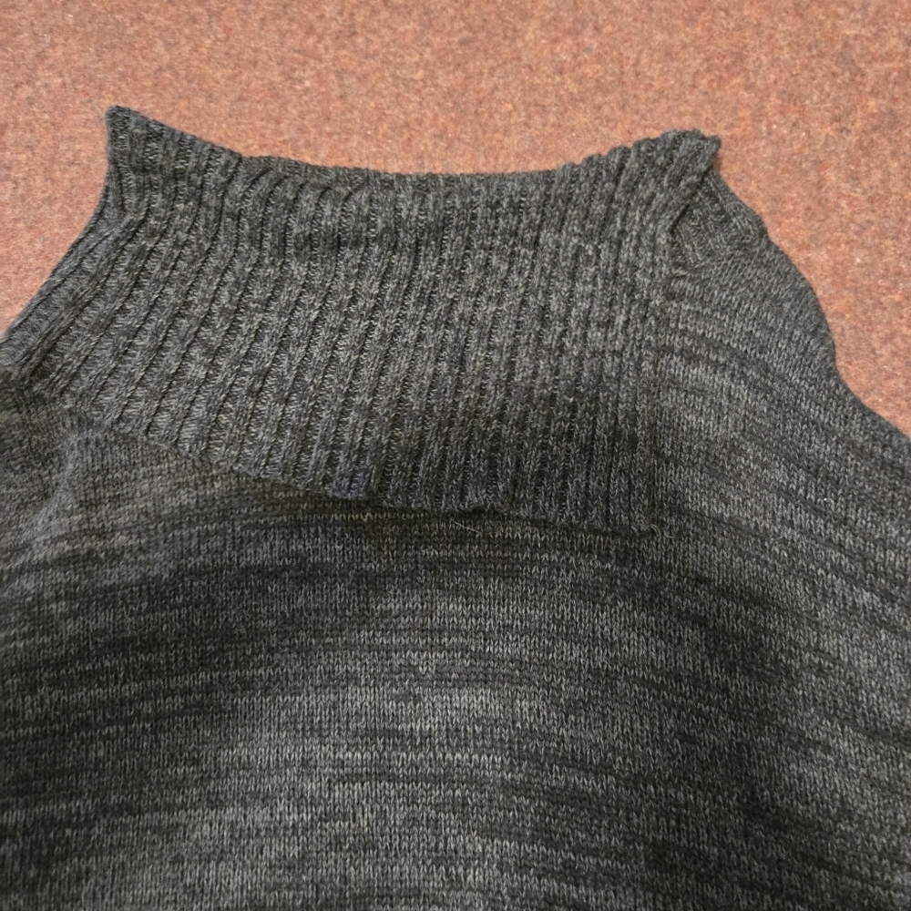 Maty M Women's Sweater Asymmetrical Envelope Cowl Neck Dark Grey Knit Size Large - Picture 2 of 6